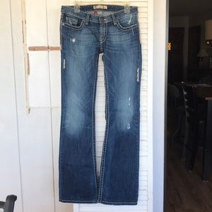 BKE Stella Distressed Flare Jeans TALL